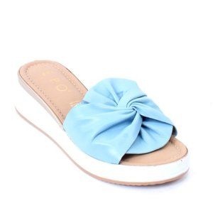 PHIL GATIÈR by REPO 83115 Baby Blue Leather Slides Platform Sandals